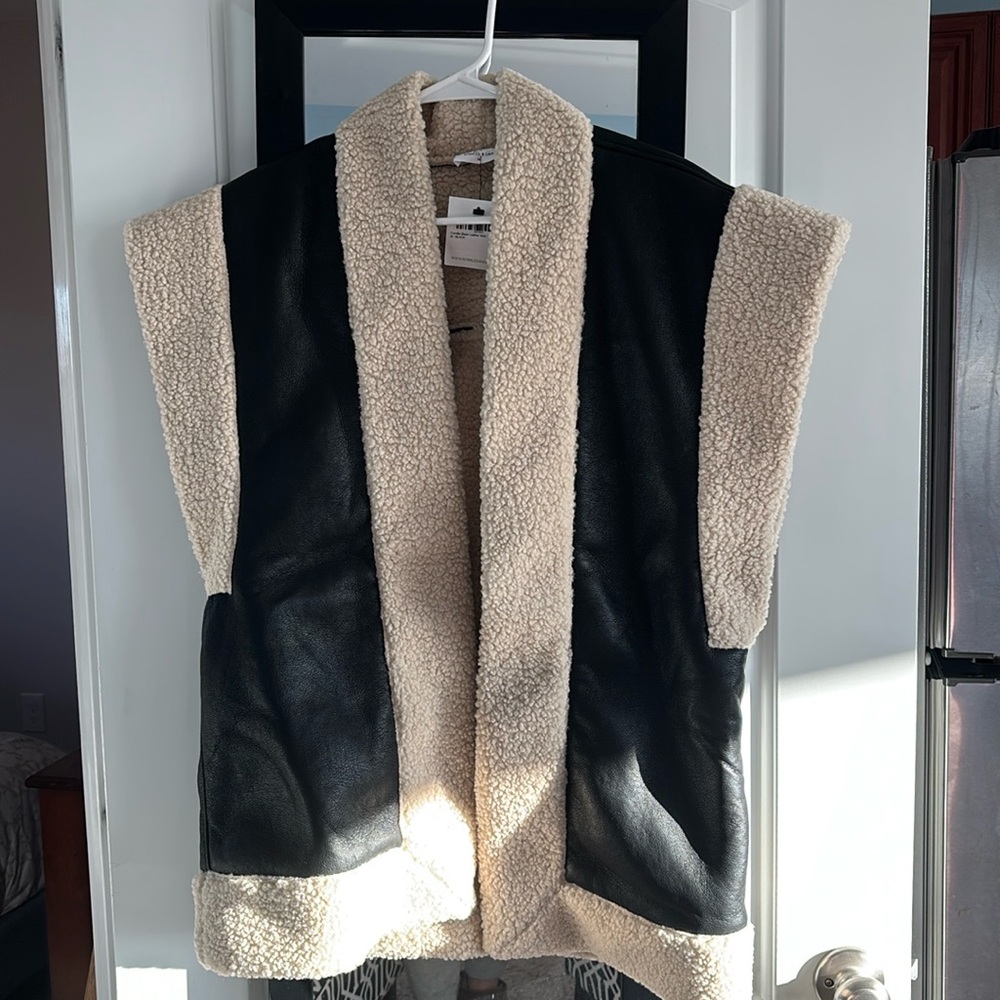 Faux leather Sherpa vest